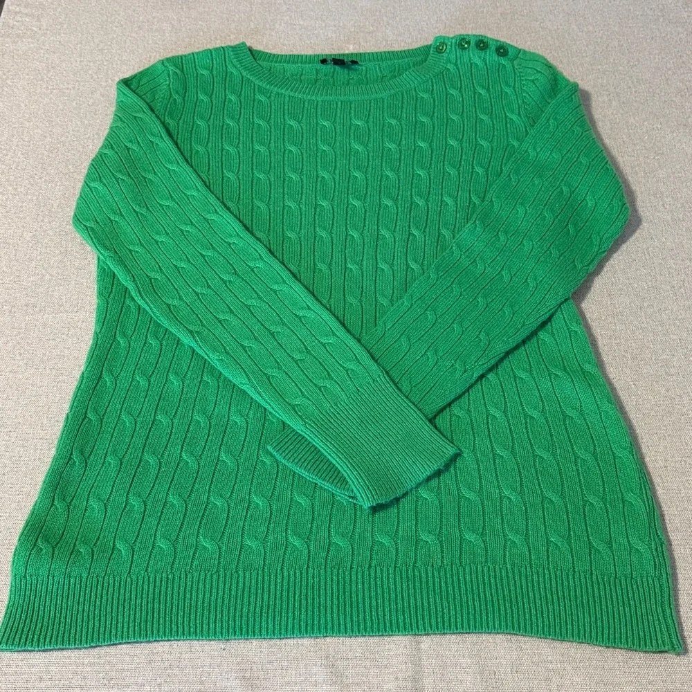 Talbots Green Cable Knit Sweater SZ Small. - Picture 13 of 13